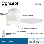 Minka Aire F518L-WH Concept II 44 in. LED Indoor White Flush Mount Ceiling Fan