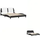 Bed Frame with LED Light Slatted Mattress Base Bedstead Faux Leather vidaXL