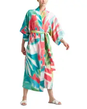 Natori Printed Kimono Sleeve Sleep Robe