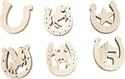 LALAFINA Create Your Own Artwork 36pc Unfinished Horseshoe Wood Cutouts DIY Painting Slices Graffiti Wood Chips Decor