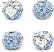 Knitberty Rejoice Fancy Premium Soft Brush Superfine Merino Wool Cashmere Polyester Blend 15 Ply Chunky Yarn for Knitting Crochet Multicolor 400G (Cornflower, 400G)