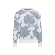 [Etro] Etro-White And Blue Knitted C-Neck Cotton Pullover-Uomo XL STAND