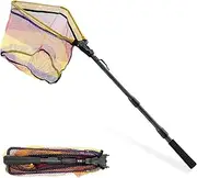 KOMCLUB Telescoping Fishing Net, Foldable Pole Handle Fish Landing Net with Rubber Coated Mesh Fly Fishing net for Easy Fish Catch and Release Freshwater and Saltwater Men Women Kids