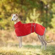 Greyhound and Whippet Waterproof Raincoat - Lightweight Summer Winter Coat for Lurcher, Medium and Large Dogs (XXL, Red)