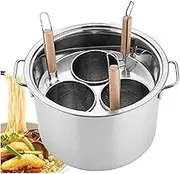 Stainless Steel Pasta Cooker 3Holes, Multifunctional Pasta Cooker with Separator and Colander, Stainless Steel Cooking Pot for Home Kitchen, Restaurant, 3 Holes