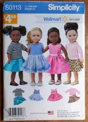 NEW Simplicity Pattern S 0113 Clothing for 18" Doll: Skirts*Tops*Dresses