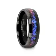 Thorsten COSMIC Purple Goldstone Black Tungsten Crushed Alexandrite Ring - 4mm &