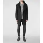 全新 ALLSAINTS MAHLER COAT 不對稱 斜釦 炭黑色 義大利 羊毛 大衣