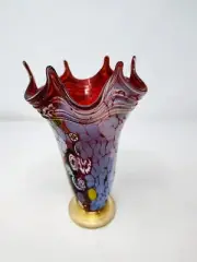 Beautiful Signed Murano Piece Vase Psychedelic