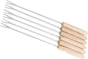 6pcs Fondue Forks, Color Fondue Forks, Sticks Coded Stainless Steel Cheese Sticks with Wooden Handle Smore for Chocolate Fountain Cheese Hot Pot Barbecue