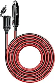 6M 20FT Car Cigarette Lighter Extension Cord, Heavy Duty 12 V 24 V Cigarette Plug to Socket Extension Cable with 15 A Fuse Dust-proof Cap