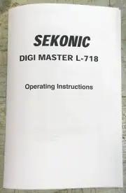 Sekonic Digi Master L-718 Light Meter Owner’s Manual Operating Instructions