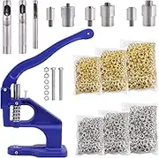 Rustark 3007Pcs Hand Press Grommet Machine 3 Dies Heavy Duty Eyelet Hole Punch Tool Kit W 3000Pcs Grommets Eyelets, 3Pcs Installing Tools Rivet Press Setter for Curtains Bag Belt Jeans Shoes, 0#2#4