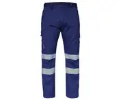 CARGO PANTS Stretch Cotton Drill Straight Fit Mens Work Trousers 3M Tape UPF 50+ - NAVYREFLECTIVE