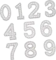 YOSADIER 1Set Pearl Number Patch Replaceable Rhinestone Patches for DIY Clothing Badge Applique for Costumes and Craft Projects