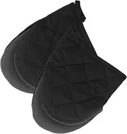 Neoprene Mini Oven Mitts, 2-Pack Heat Resistant Gloves Potholder to Protect Hands with Non-Slip Grip Surfaces and Hanging Loop for Handling Hot Pot Cookware/Bakeware (Black, Mini)