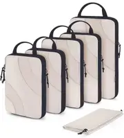 bagsmart Compression Packing Cubes, 6 Set Travel Cubes for Carry on Suitcases, Suitcase Organizers Bag & Luggage, Lightweight with Shoe White Opal