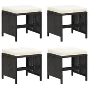 Garden Stools 4 pcs with Cushions Poly Rattan Black vidaXL