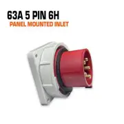 QIXING IP67 Panel Mounted Inlet - 63A 5 Pin QX3658