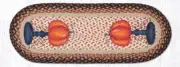 Braided Jute Hand Stenciled Oval Table Runner. Earth Rugs. HARVEST PUMPKIN