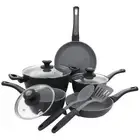 Oster 10 pc Non-Stick Aluminum Cookware Set in Black & Grey Speckle