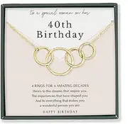 [HOPE LOVE SHINE] 50th / 30th / 40th / 60th / 16th / 21st / Birthday Gift necklace for woman interlocking circles 5 rings for 5 decades gift box