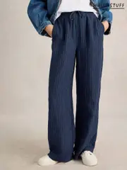 White Stuff Blue Belle Linen Wide Leg Trousers (F13952) | $159