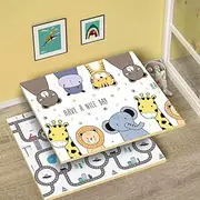 Uandhome Foldable Baby Play Mat, 200 * 180 * 1.5 CM Extra Large Waterproof Activity Playmats for Babies,Toddlers, Infants, Play & Tummy Time, Foam Baby Mat for Floor,Indoor Outdoor Use