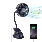 Mikikin Portable Mini Clip on Stroller Fan, 3 Speeds Settings, Flexible Bendable