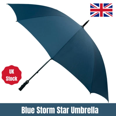 Navy Blue Storm Windproof Golf Umbrella Mens and Womens Strong Large Brolly
