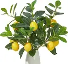 3 Pcs Artificial Lemons Tree Branches - Faux Greenery Stems Realistic Lemon Bran