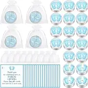 Treela 20 Sets Baby Shower Party Favors Tea Lights Candles for Guests Cute Baby Feet Shaped Burning Thank You Tags Return Gifts for Baby Shower(Blue)