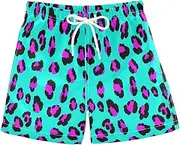 [RPLIFE] Swim Shorts for Boys, Toddler Boys Swimwear 2t, Leopard Print Teal