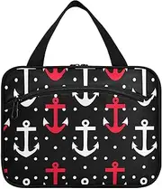 [sanluoli] Polka Dot Black White Red Ocean hanging travel bag for toiletries with hook, designer accessories makeup bag for travel make up toilet bolso de para mujer, Polka dot black white red Ocean