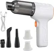 Handheld Vacuum Cleaner Powerful, 16000Pa Car Vacuum Cleaner Cordless, 4-in-1 Compressed Air Duster & Air Blower & Pump, USB Rechargeable 200W, Car Hoover for Pet Hair Sofa Home Office (White)