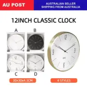 12" 30cm Fine Classic Wall Clock Silent Round Assorted Colours Home Office Decor