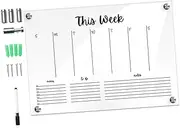 jojofuny 1 Set Acrylic Wall Mounted Monthly Planner Erasable Transparent Message Board with Push Pins and Whiteboard Marker Weekly Schedule Organizer for Stylish Home