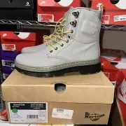 Dr Martens Quinton Mid Grey Moto Combat Military Style Boots Mens 8 New