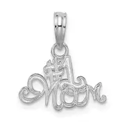 Sterling Silver De-Ani Rhodium-Plated Polished #1 Mom Script Pendant