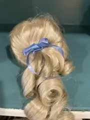 Pale Blonde LONG CURLY Ponytail RENEE Size 12 13 Full Cap Kemper Doll Wig NIB