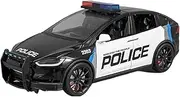 Die Casting 1:28 for Tesla Model Y/X/R/3 Police Car Series Simulation Sound and Light Pull-Back Alloy Car Model Miniature Vehicle Model Presents Ornaments(Model X)