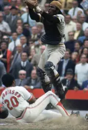 World Series, Baltimore Orioles Frank Robinson in action, slide vs - Old Photo