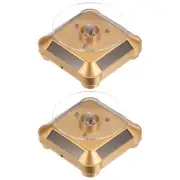 2pcs Solar Display Stand Turntable 360° Rotating Double Use LED Light Gold Tone