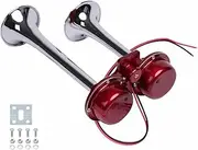Baieasy 130DB Train Horn - 12V Electric Dual Horn Chrome for Semi Trucks, Pickups, Motorcycles, SUV, Boat