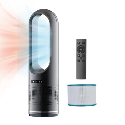 3 IN 1 Tower Fan, 31.5Inch Cooling & Heating Bladeless Fan with HEPA Filter 99.9