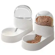 Automatic Dog Cat Feeder Water Dispenser Set with Pet Food Bowl Cat Food Water Dispenser-(3.5L-White)