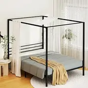 Artiss Double Metal Bed Frame with Headboard(Base Only), Metal Platform Bed with Easy Assembly, 300kg Capacity Heavy-Duty Metal Slats with Under Bed Storage for Master Bedroom/Guest Room, Black