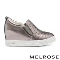 在飛比找AS女鞋優惠-MELROSE 美樂斯 時髦閃鑽鏤空牛皮內增高厚底休閒鞋－古
