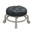 Low Roller Stools With Universal Wheel 360 Degrees Swivel PU Leather Round Ro JY