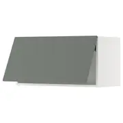 METOD wall cabinet horizontal, white/Nickebo matt grey-green, 80x37x40 cm